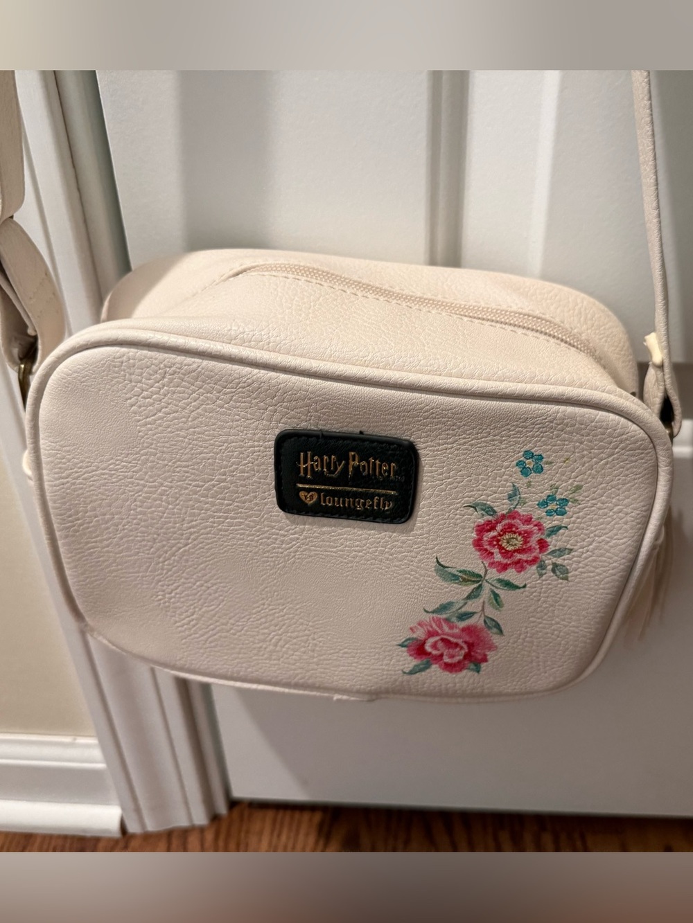 Loungefly Crossbody Bag with Pink Floral Accents
